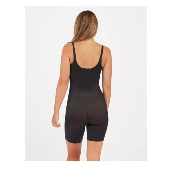 Spanx 10235R Sz Medium Black Thinstincts 2.0 Open-Bust Mid-Thigh Bodysuit - Picture 6 of 12
